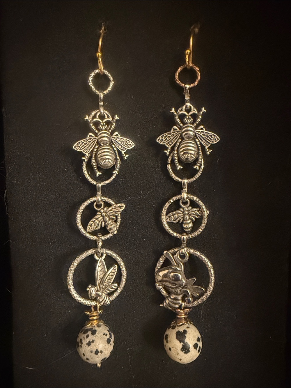 ONE OF A KIND/HAND MADE Dalmatian Jasper Whimsigoth Maximalist Earrings